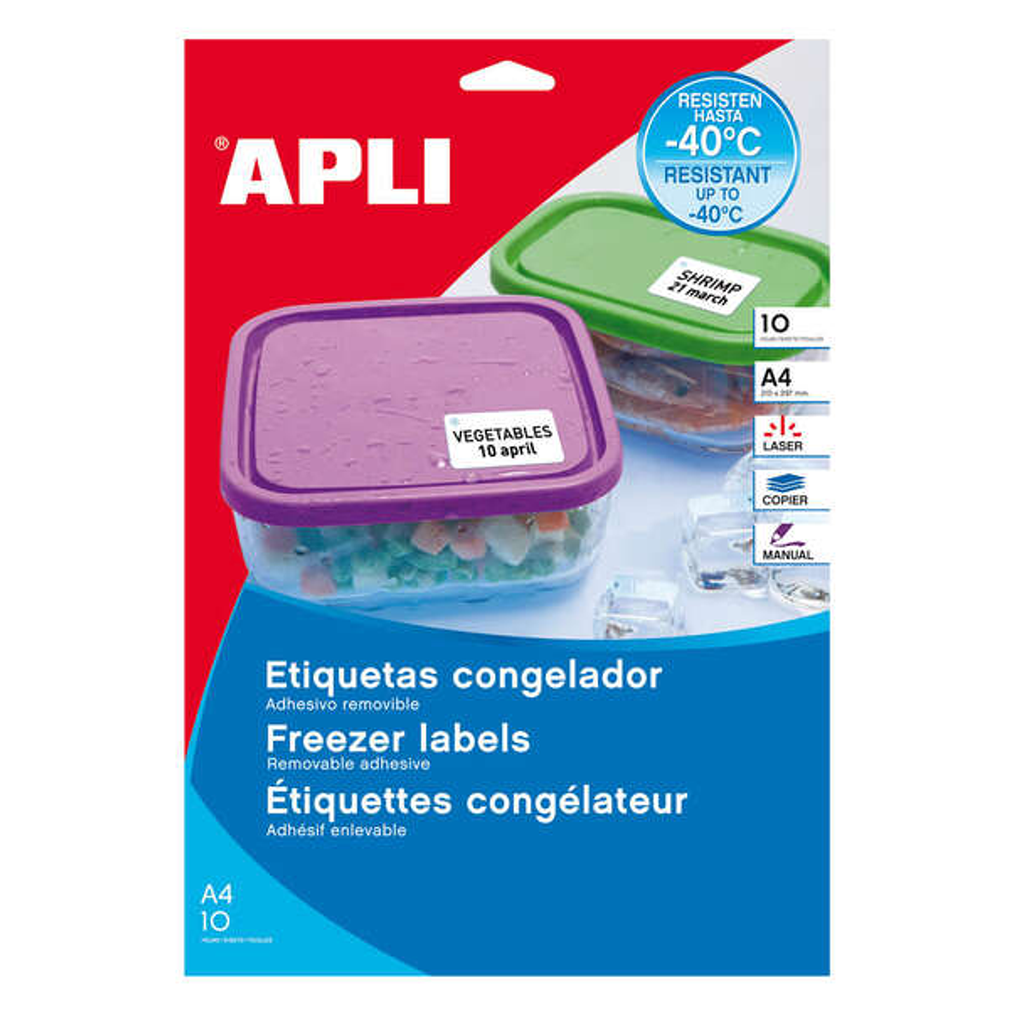 Apli Etiquetas Blancas Especial Congelador 38.1 x 21.2mm 10 Hojas 1