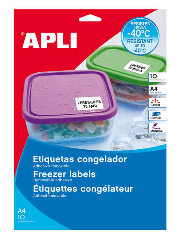 Apli Etiquetas Blancas Especial Congelador 38.1 x 21.2mm 10 Hojas 1
