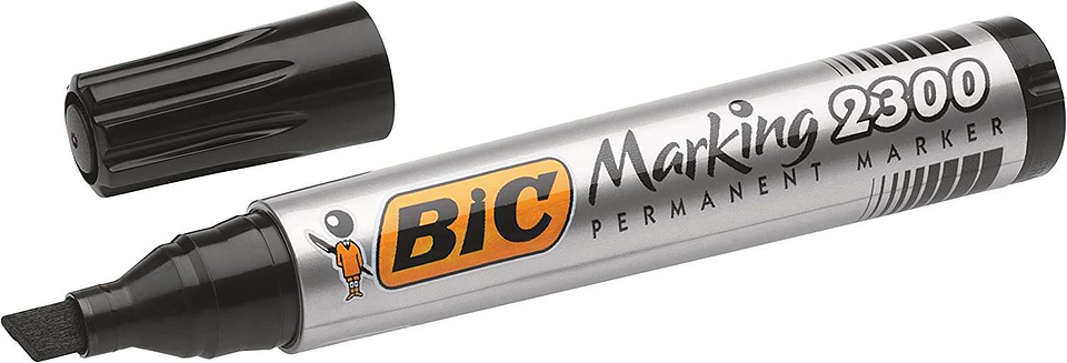 Bic Marking 2300 Ecolutions Rotulador Permanente - Punta Biselada - Trazo 3,7 - 5,5mm - Tinta con Base de Alcohol - Secado Rapido - Color Negro 1