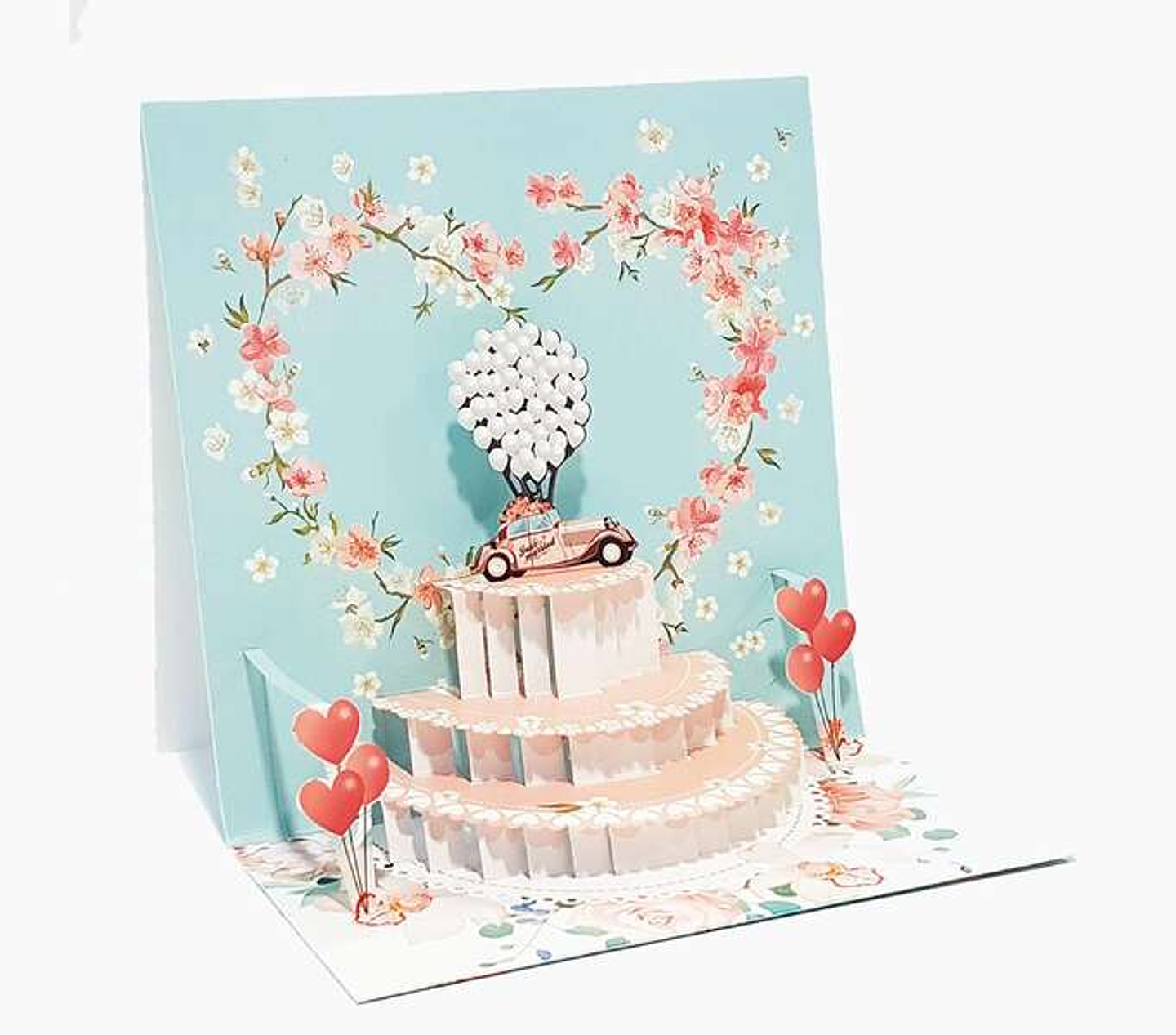 Pictura Tarjeta 3D Pop-Up - 16x16cm - Tematica Corazones - Embolsada Individualmente - Incluye Sobre Blanco - Papel con Certificacion FSC 1