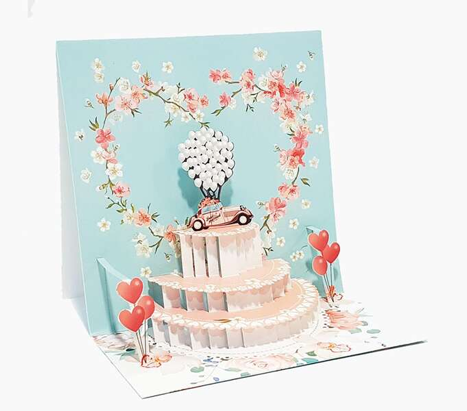 Pictura Tarjeta 3D Pop-Up - 16x16cm - Tematica Corazones - Embolsada Individualmente - Incluye Sobre Blanco - Papel con Certificacion FSC 1