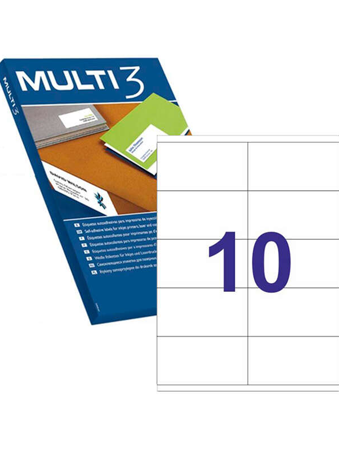 Multi3 Pack de 1.000 Etiquetas Blancas Cantos Rectos Tamaño 105.0X57.0mm con Adhesivo Permanente para Multiples Usos 1