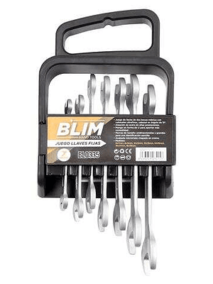 Blim Juego de 7 Llaves de Dos Bocas Metrica - Cabezales Ultrafinos - Mango en Forma de U - Marcas de Tamaño Unidireccionales - Acabado Micromate Chapa