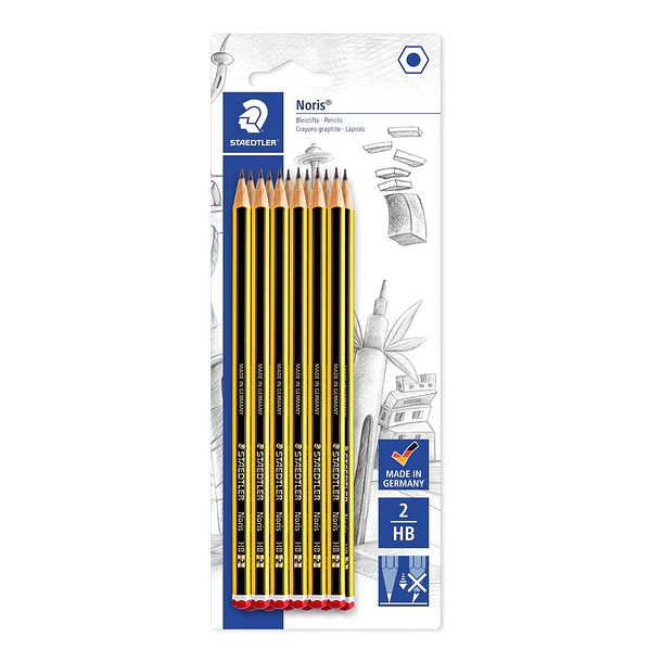 Staedtler Noris 120 Pack de 12 Lapices de Grafito Hexagonales HB - Resistencia a la Rotura - Madera de Bosques Sostenibles