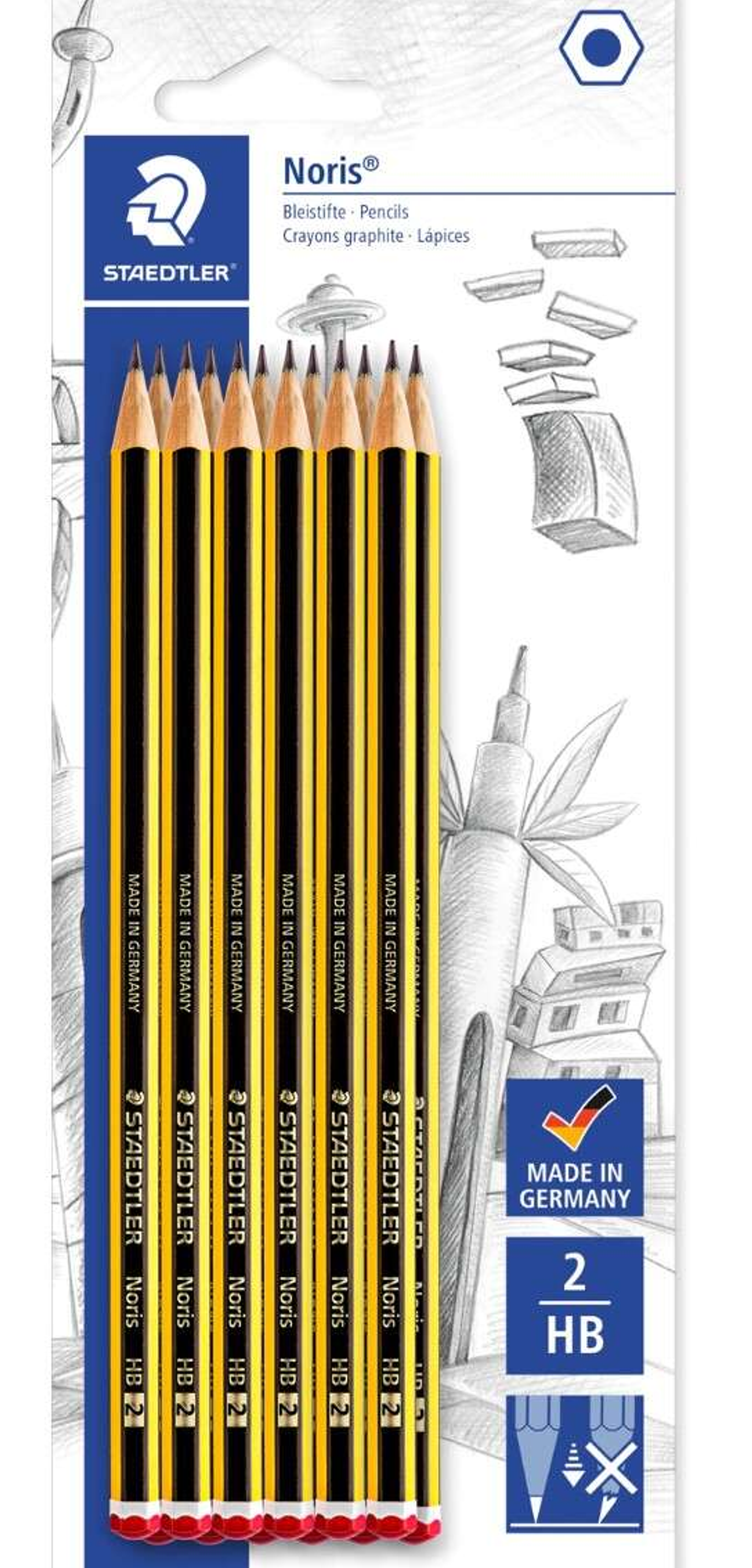 Staedtler Noris 120 Pack de 12 Lapices de Grafito Hexagonales HB - Resistencia a la Rotura - Madera de Bosques Sostenibles 1