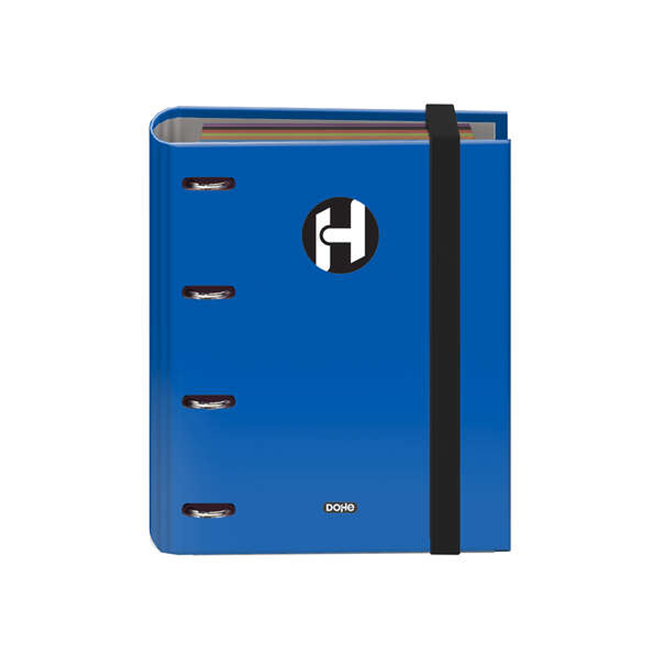 Dohe Serie Icon Carpeta de 4 Anillas Formato A5 con Recambio de 100 Hojas de 90 gr y 4 Taladros - Cierre con Goma Elastica - Anillas de 25mm - Color A 1