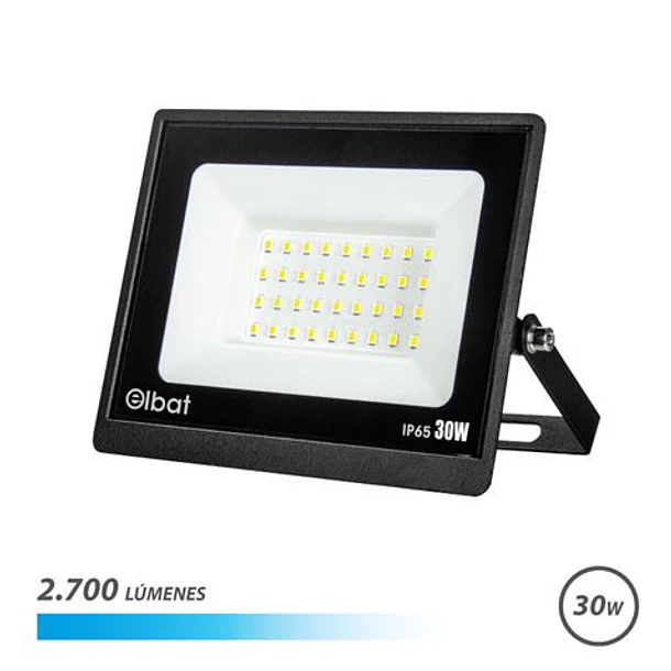 Elbat Foco LED Serie Super Slim 30W - 2700 Lumenes - 6500K Luz Fria - IP65 Para Uso en Exterior