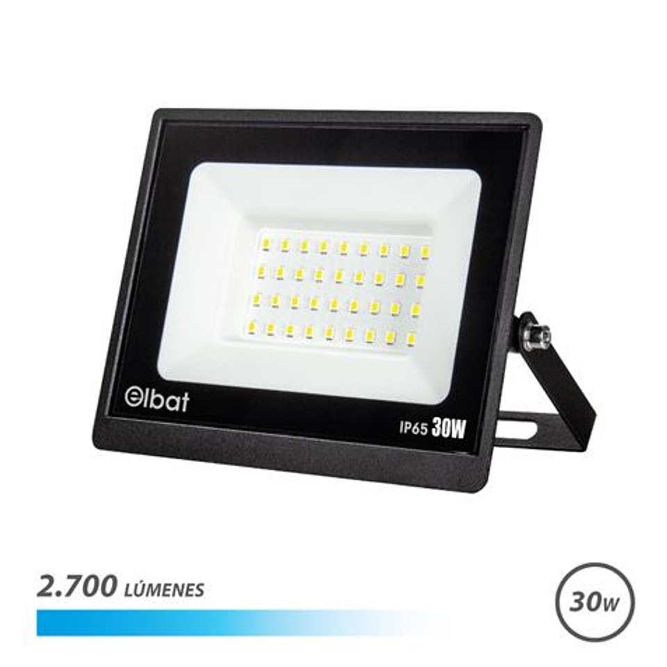 Elbat Foco LED Serie Super Slim 30W - 2700 Lumenes - 6500K Luz Fria - IP65 Para Uso en Exterior 1