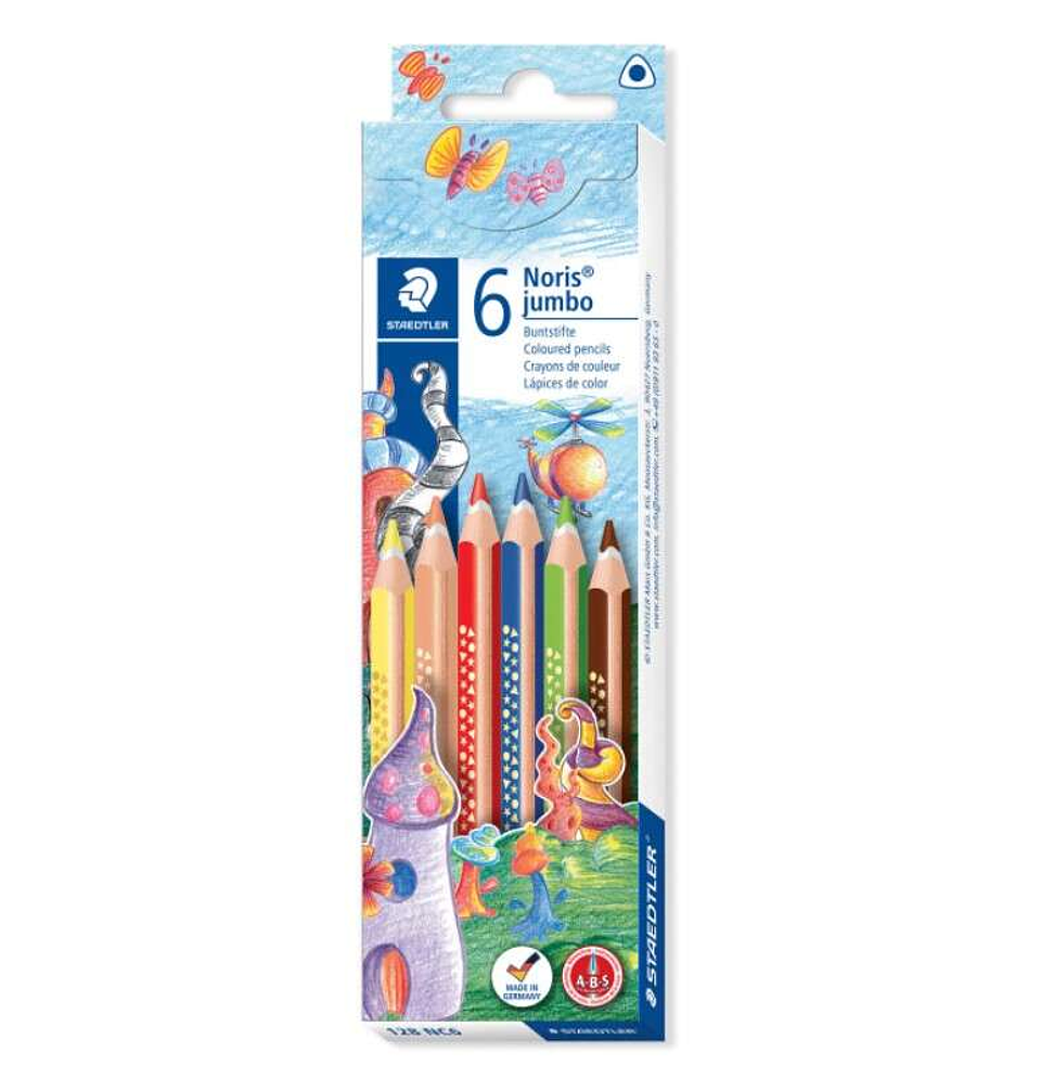 Staedtler Jumbo Noris 128 Pack de 6 Lapices Triangulares de Colores - Diseño Ergonomico - Colores Surtidos 1