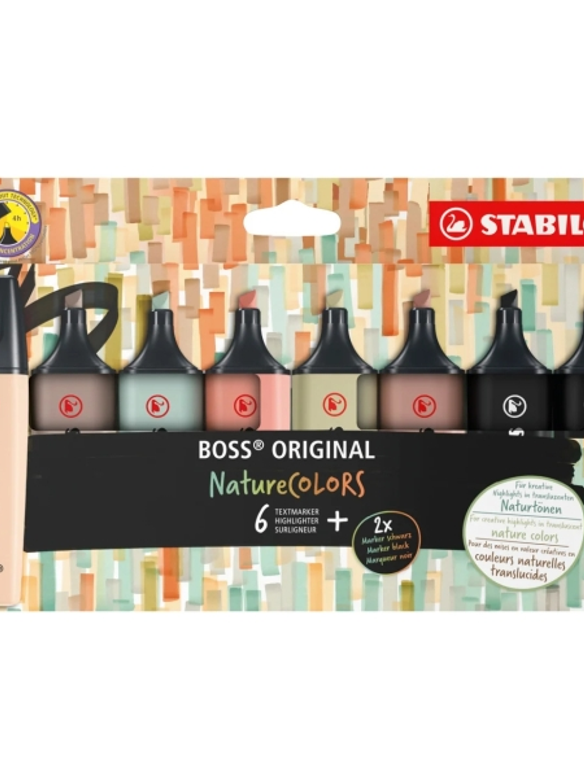 Stabilo Boss Naturecolors Pack de 8 Marcadores - Trazo entre 2 y 5mm - Tinta con Base de Agua - Colores Siena, Beige, Ocre Oscuro, Gris Calido, Verde  1