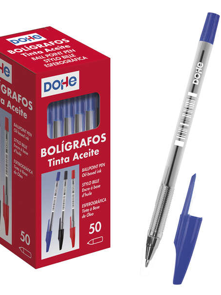 Dohe Boligrafos de Tinta a Base de Aceite - Punta de Bola Metalica de 1mm - Trazo de 0.4mm - Cuerpo Transparente y Capucha Ventilada 1