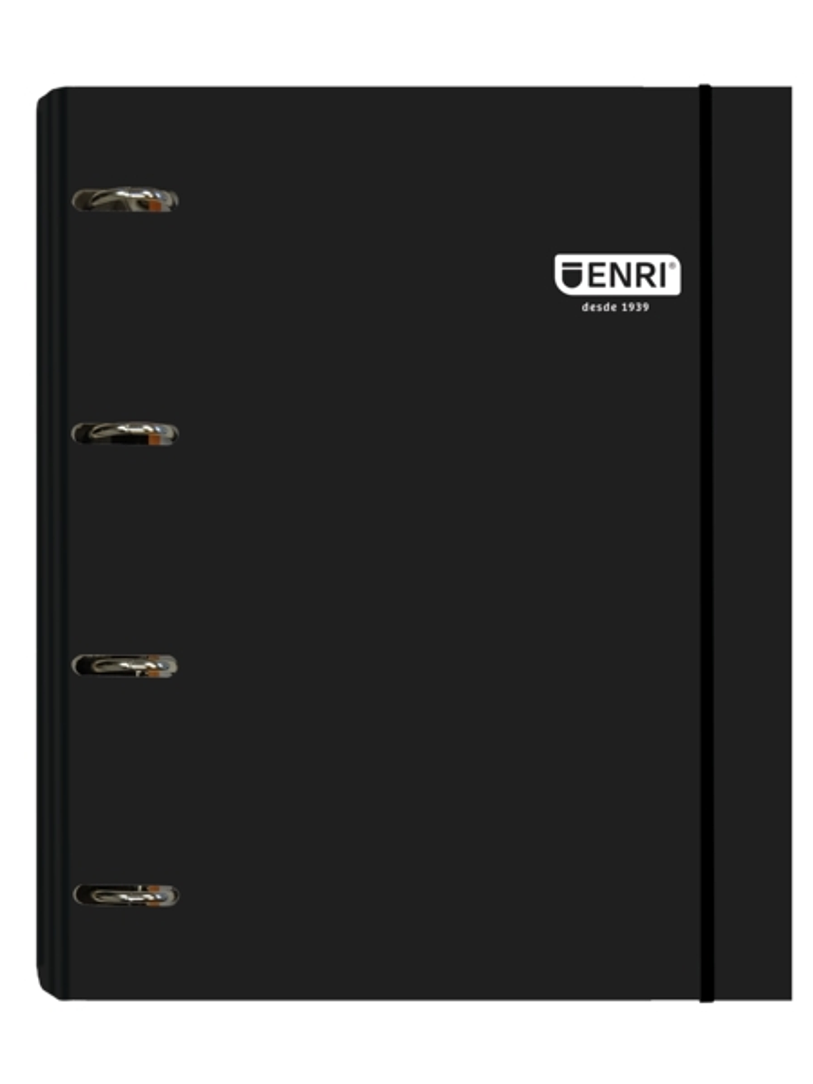 Enri Carpeta de Anillas A4+ con Recambio de 100 Hojas 80gr Cuadricula 5x5 con Bandas de Color - 4 Anillas 35mm - Tapa Extradura Brillante - Color Negr 1