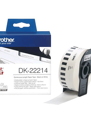 Brother DK22214 - Etiquetas Originales de Tamaño personalizado - Ancho 12mm x 30,48 metros - Texto negro sobre fondo blanco