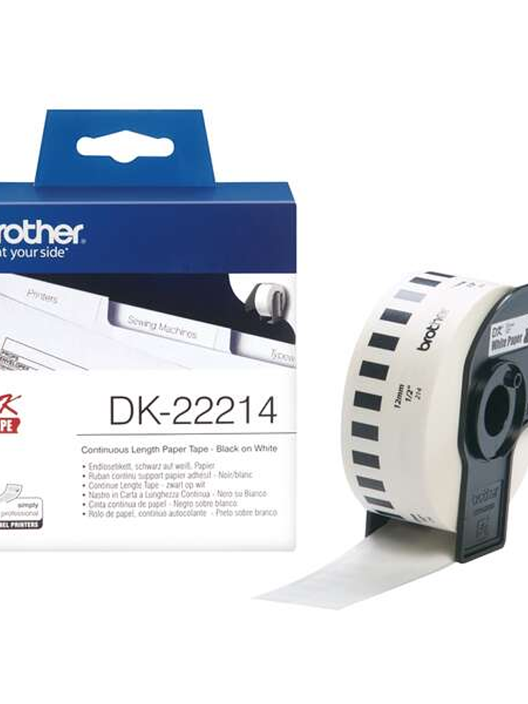 Brother DK22214 - Etiquetas Originales de Tamaño personalizado - Ancho 12mm x 30,48 metros - Texto negro sobre fondo blanco 1