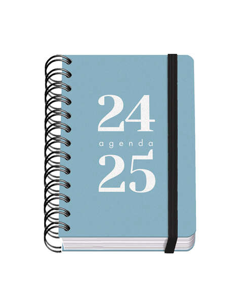 Dohe Grammar Agenda Escolar Espiral A6 - Dia Pagina - Papel 80g/m2 - Cubierta de Polipropileno - Cierre de Goma Elastica - Tamaño 10x15cm - Color Azul 1