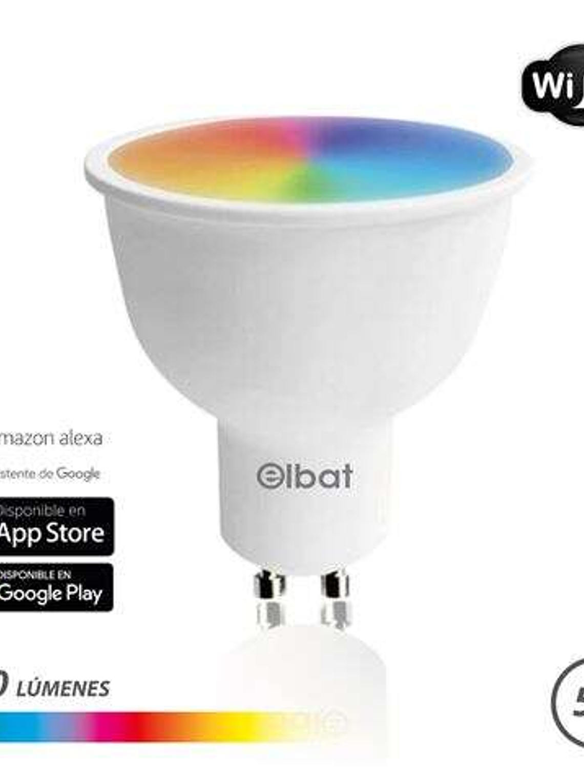 Elbat Bombilla LED Smart Wi-Fi GU10 5W 470lm RGB - Temperatura 2700K a los 6000K - Control de Voz - Control Remoto - 3 Modos de Color: Frio, Natural y 1