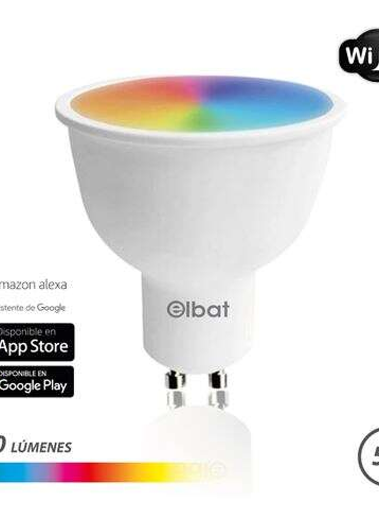 Elbat Bombilla LED Smart Wi-Fi GU10 5W 470lm RGB - Temperatura 2700K a los 6000K - Control de Voz - Control Remoto - 3 Modos de Color: Frio, Natural y 1