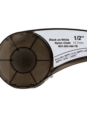 Brady M21-500-499-TB Cinta de Etiquetas Genericas de Nylon - Texto negro sobre fondo blanco - Ancho 12.7mm x 4.9 metros - 500 Etiquetas