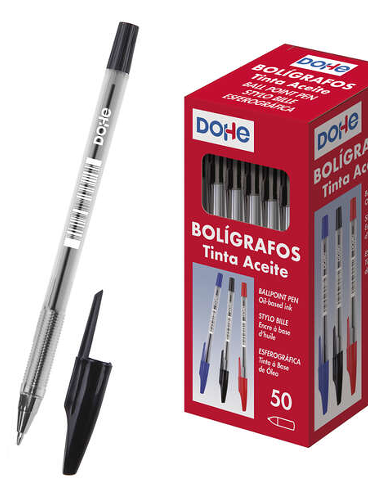 Dohe Boligrafos de Tinta a Base de Aceite - Punta de Bola Metalica de 1mm - Trazo de 0.4mm - Cuerpo Transparente y Capucha Ventilada 1