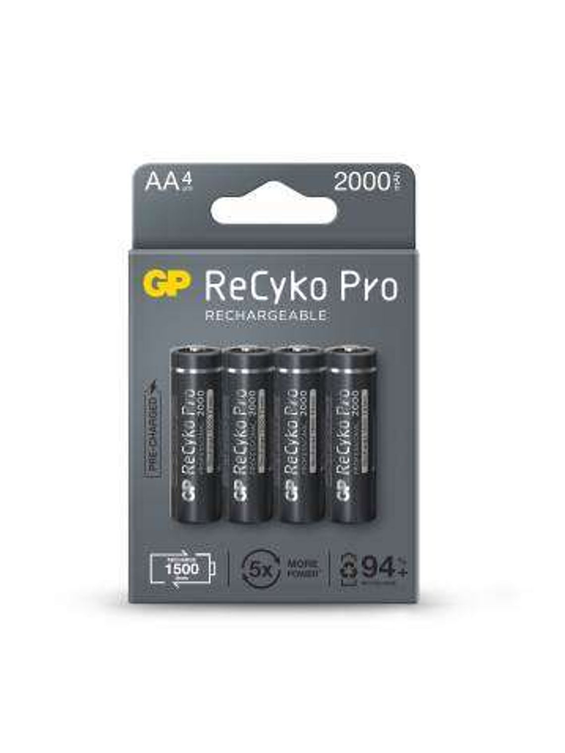 GP ReCyko Pro Pack de 4 Pilas Recargables 2100mAh AA 1.2V - Precargadas - Ciclo de Vida: Hasta 1.500 Veces 1