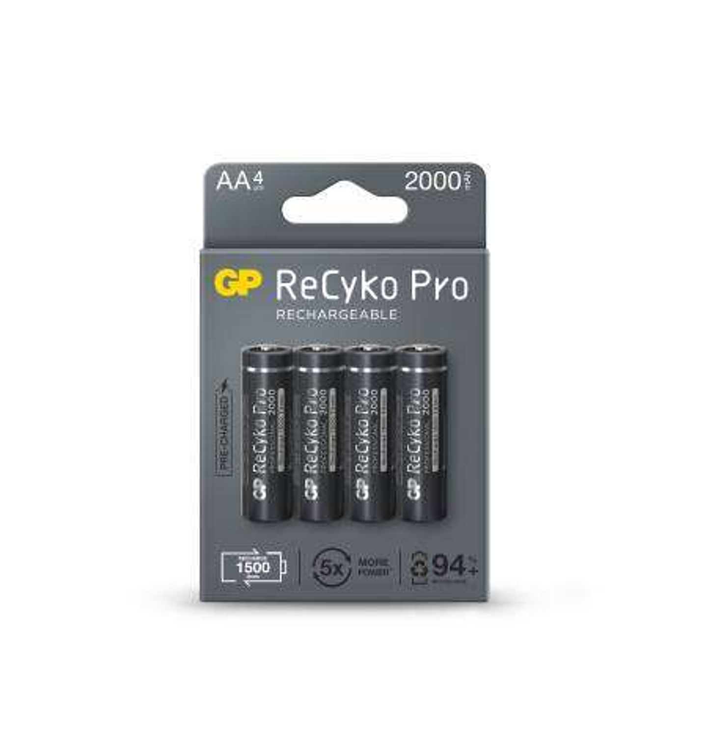 GP ReCyko Pro Pack de 4 Pilas Recargables 2100mAh AA 1.2V - Precargadas - Ciclo de Vida: Hasta 1.500 Veces 1