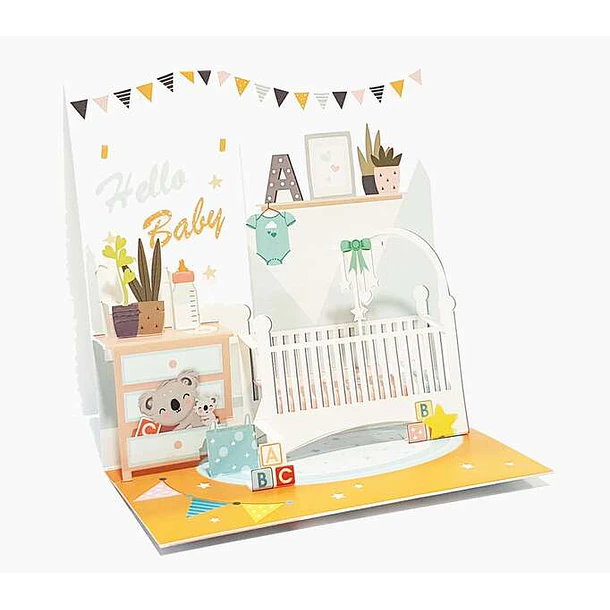 Pictura Tarjeta 3D Pop-Up - 16x16cm - Tematica Bebes - Embolsada Individualmente - Incluido Sobre Blanco - Papel con Certificacion FSC