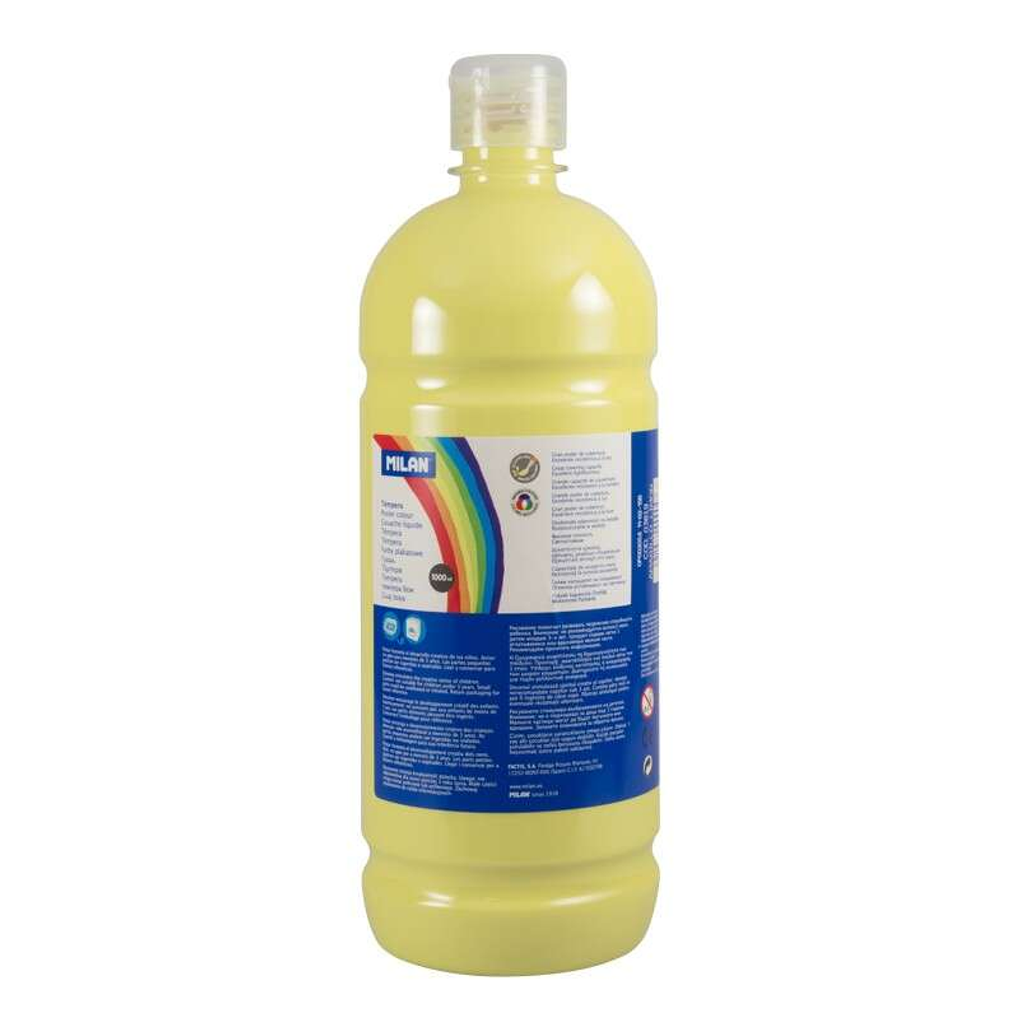 Milan Botella de Tempera - 1000ml - Tapon Dosificador - Secado Rapido - Mezclable - Color Amarillo Limon 1