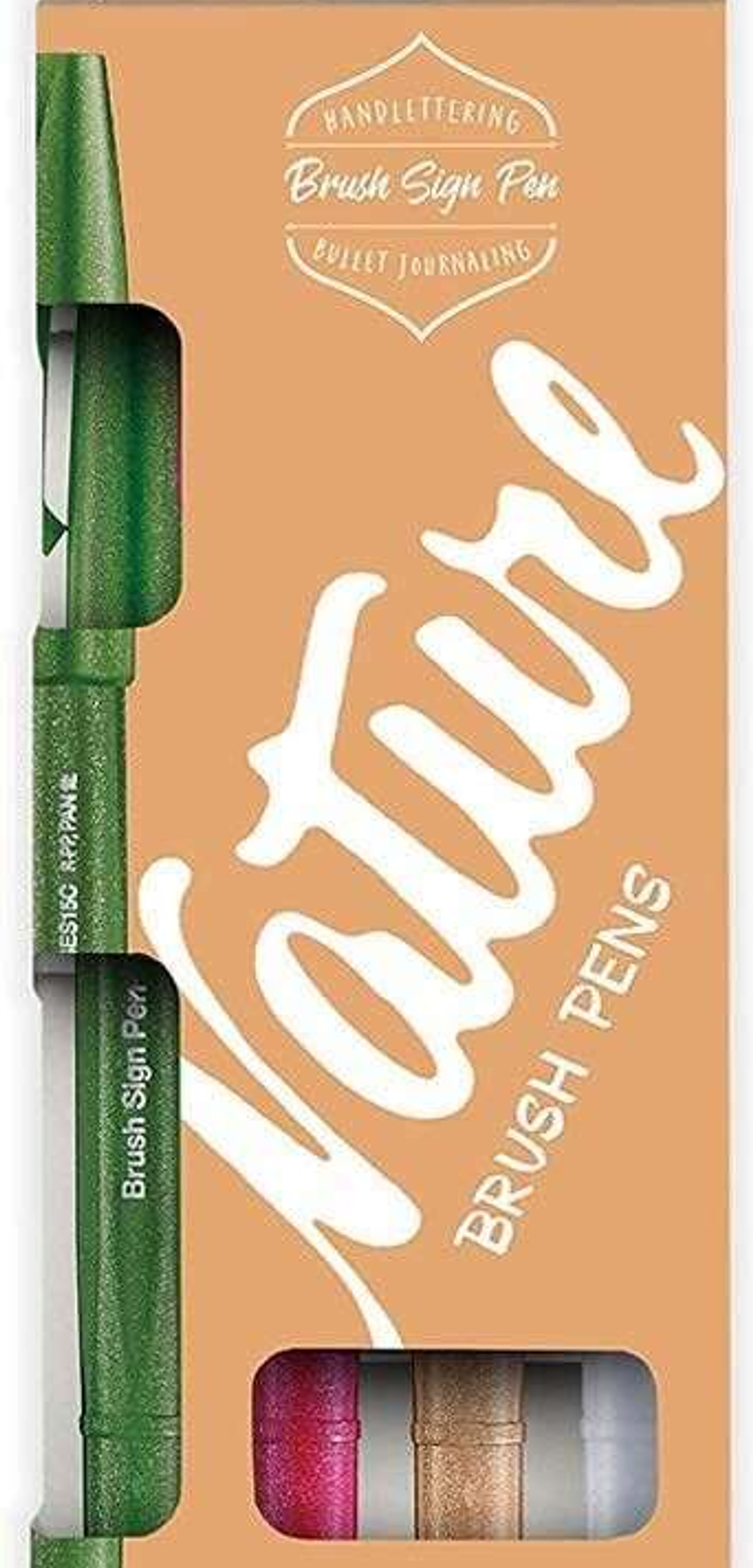 Pentel Brush Sing Pen Nature Pack de 4 Rotuladores con Punta de Pincel - Lineas Finas o Gruesas dependiendo de la Presion - Fabricados con 81% de Plas 1