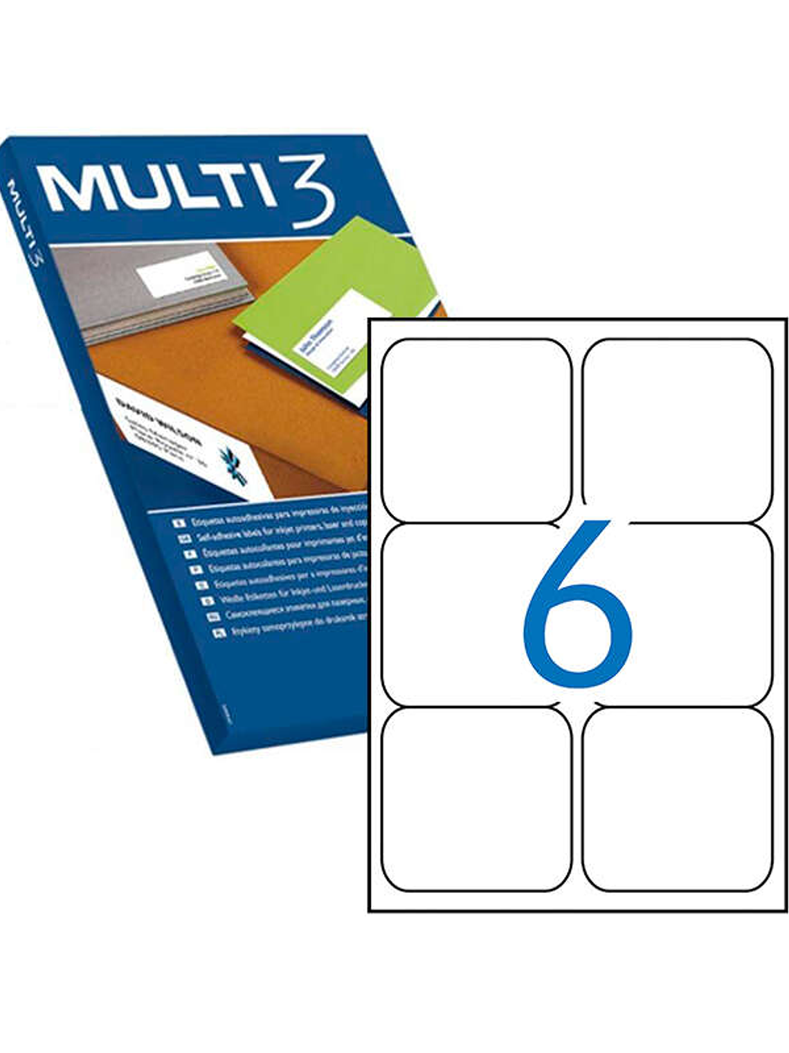 Multi3 Pack de 600 Etiquetas Blancas Cantos Romos Tamaño 99.1X93.1mm con Adhesivo Permanente para Multiples Usos 1