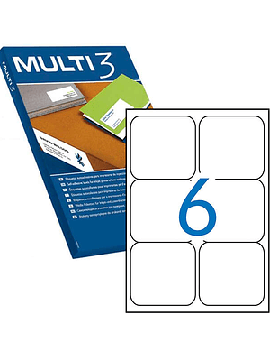 Multi3 Pack de 600 Etiquetas Blancas Cantos Romos Tamaño 99.1X93.1mm con Adhesivo Permanente para Multiples Usos