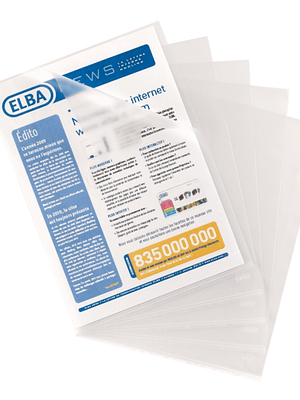 Elba Pack de 100 Dossieres Uñero Standard Folio PP 140 ?icras - Resistente y Duradero - Acabado Piel de Naranja Transparente