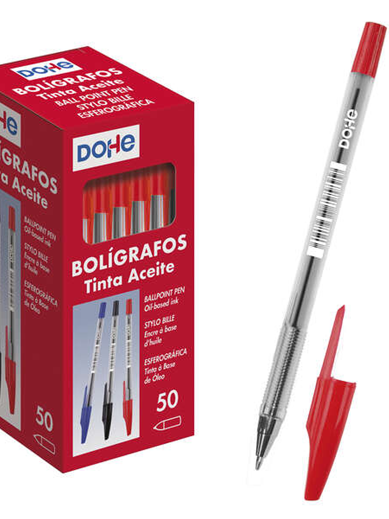Dohe Boligrafos de Tinta a Base de Aceite - Punta de Bola Metalica de 1mm - Trazo de 0.4mm - Cuerpo Transparente y Capucha Ventilada 1