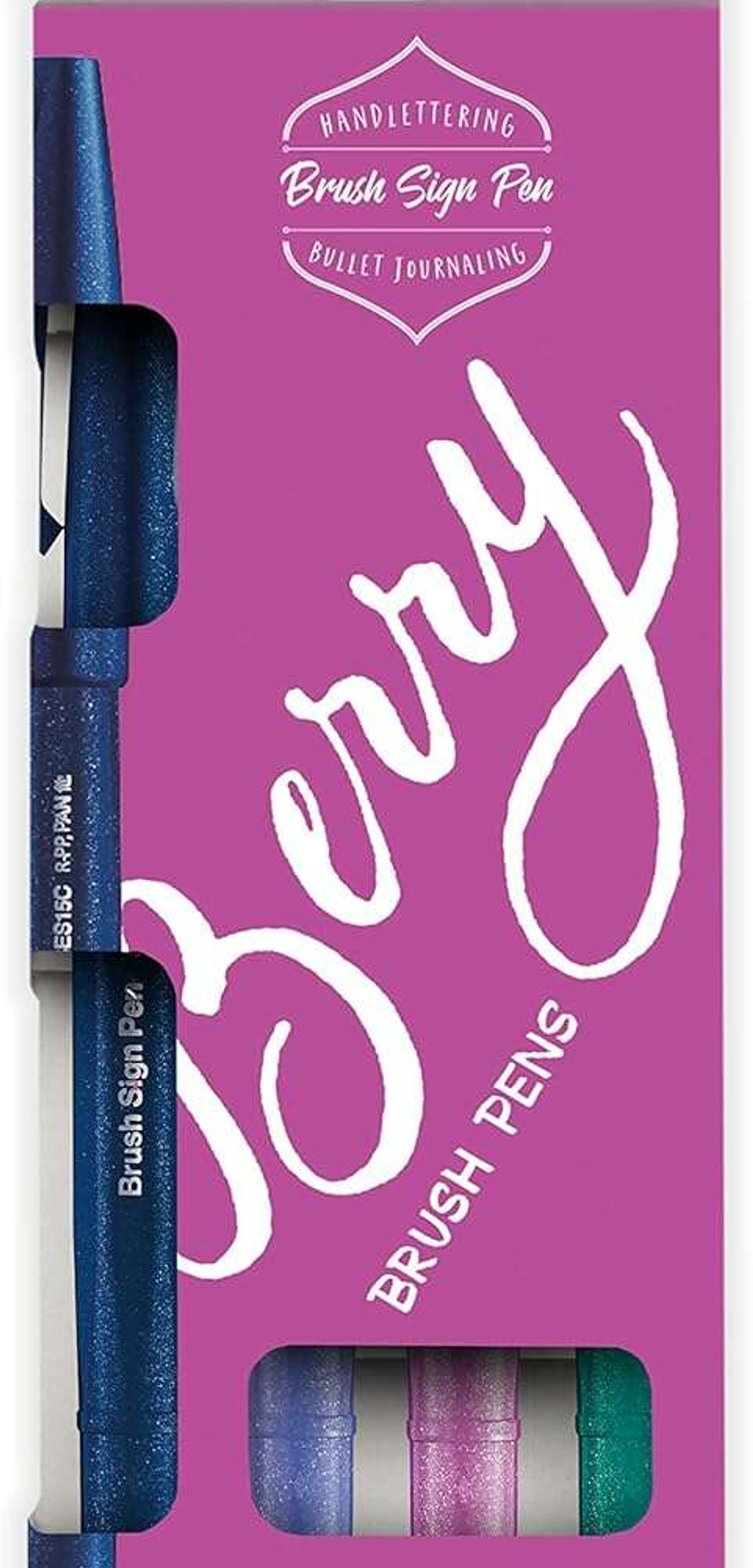 Pentel Brush Sing Pen Berry Pack de 4 Rotuladores con Punta de Pincel - Lineas Finas o Gruesas dependiendo de la Presion - Fabricados con 81% de Plast 1