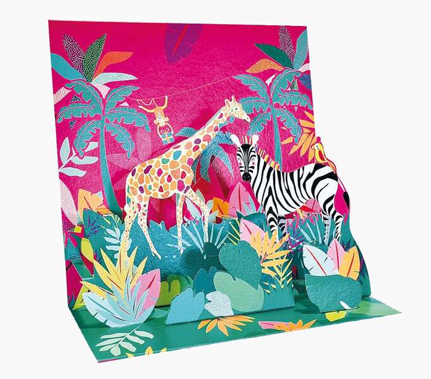 Pictura Tarjeta 3D Pop-Up - 16x16cm - Tematica Jungla - Embolsada Individualmente - Incluye Sobre Blanco - Papel con Certificacion FSC 1