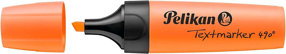 Pelikan Subrayador Textmarker 490 - Base de Agua - 3 Anchos de Trazo - Color Naranja Fluorescente 1