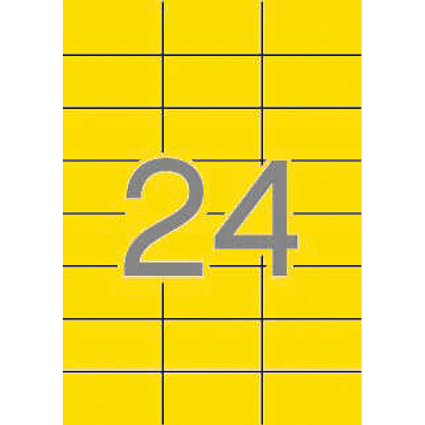 Apli Pack de 480 Etiquetas Rectangulares 70x37mm - 20 Hojas por 24 Etiquetas - Adhesivo Permanente - Cantos Rectos - Color Amarillo