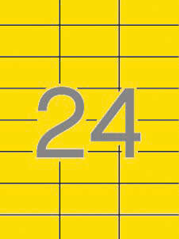 Apli Pack de 480 Etiquetas Rectangulares 70x37mm - 20 Hojas por 24 Etiquetas - Adhesivo Permanente - Cantos Rectos - Color Amarillo 1