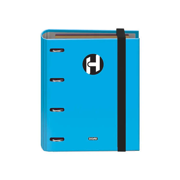 Dohe Serie Icon Carpeta de 4 Anillas Formato A5 con Recambio de 100 Hojas de 90 gr y 4 Taladros - Cierre con Goma Elastica - Anillas de 25mm - Color A