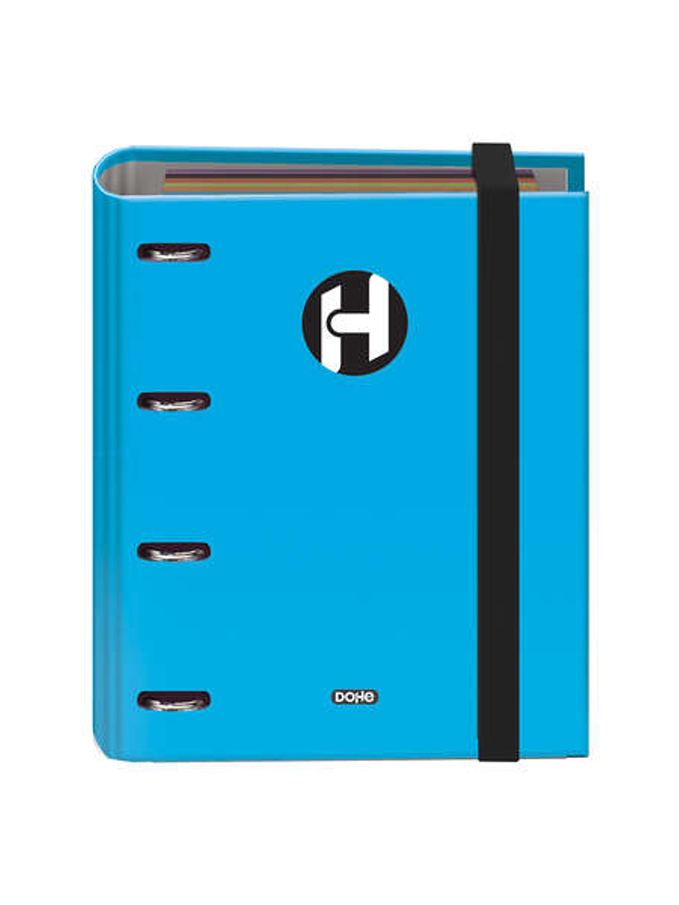Dohe Serie Icon Carpeta de 4 Anillas Formato A5 con Recambio de 100 Hojas de 90 gr y 4 Taladros - Cierre con Goma Elastica - Anillas de 25mm - Color A 1