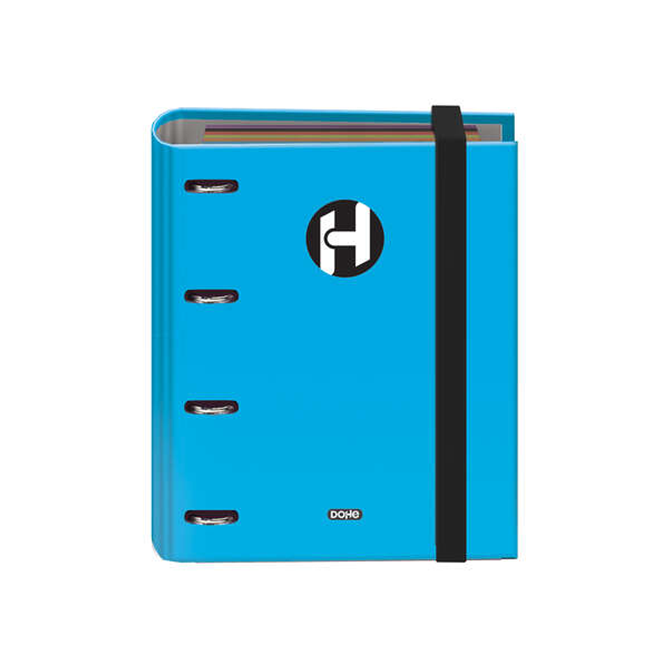 Dohe Serie Icon Carpeta de 4 Anillas Formato A5 con Recambio de 100 Hojas de 90 gr y 4 Taladros - Cierre con Goma Elastica - Anillas de 25mm - Color A 1