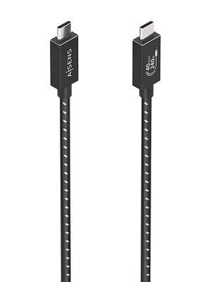 Aisens Cable USB4 Gen3x2 Aluminio 40Gbps 8K@60Hz 5A 48V 240W E-Mark - Tipo USB-C/M-USB-C/M - 1m - Color Negro