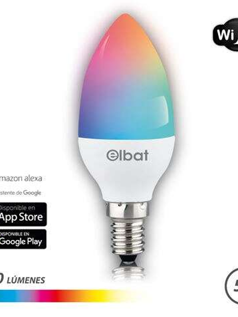 Elbat Bombilla LED Vela Smart Wi-Fi C37 E14 5W 470lm RGB - Temperatura 2700K a los 6000K - Control de Voz - Control Remoto - 3 Modos de Color: Frio, N 1