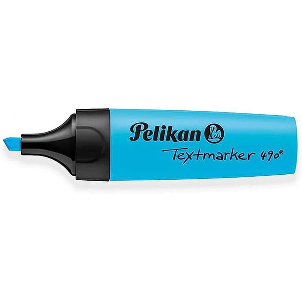 Pelikan Subrayador Textmarker 490 - Base de Agua - 3 Anchos de Trazo - Color Azul Fluorescente