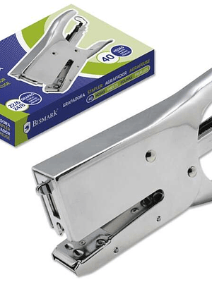 Bismark Grapadora Tenaza Cromada 40H - Capacidad de 40 Hojas - Diseño Ergonomico - Alta Durabilidad - Color Plata