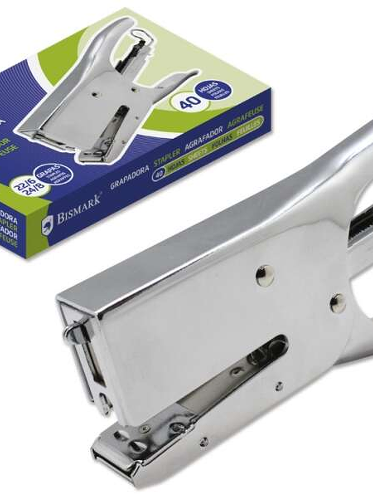 Bismark Grapadora Tenaza Cromada 40H - Capacidad de 40 Hojas - Diseño Ergonomico - Alta Durabilidad - Color Plata 1