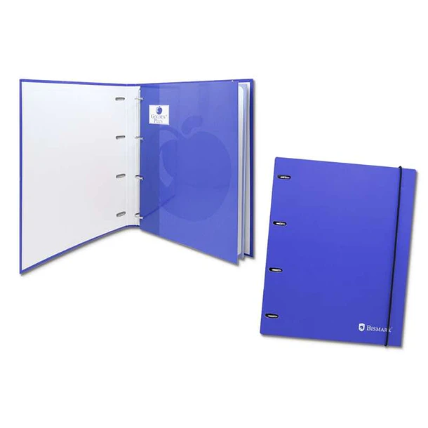 Bismark Carpeta de 4 Anillas con 80 Hojas Cuadricula 4x4 - Formato A4 - Fabricada en Carton - Color Azul