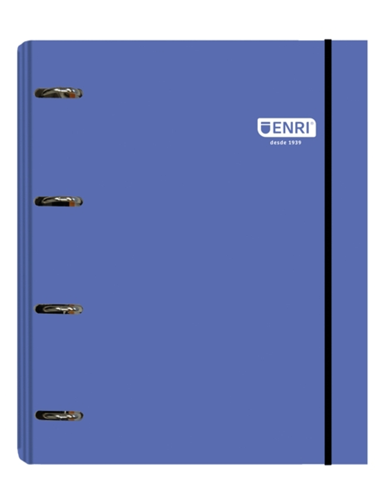 Enri Carpeta de Anillas A4+ con Recambio de 100 Hojas 80gr Cuadricula 5x5 con Bandas de Color - 4 Anillas 35mm - Tapa Extradura Brillante - Color Azul 1