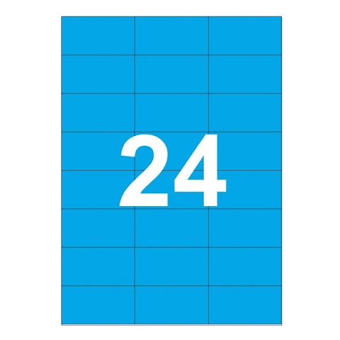 Apli Pack de 480 Etiquetas 70x37mm - 20 Hojas por 24 Etiquetas - Adhesivo Permanente - Cantos Rectos - Color Azul