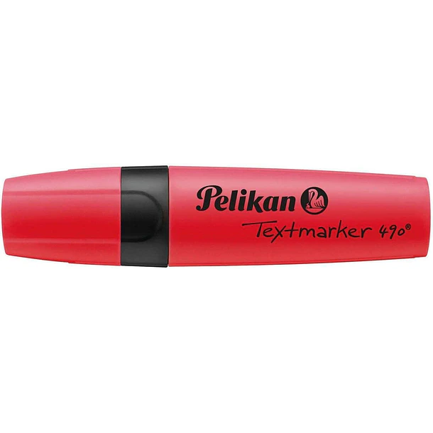 Pelikan Subrayador Textmarker 490 - Base de Agua - 3 Anchos de Trazo - Color Rojo Fluorescente