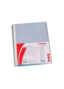 Esselte Pack de 100 Fundas Multitaladro Portadocumentos - Formato Folio - 16 Taladros - 80 Micras - Piel de Naranja - Color Transparente